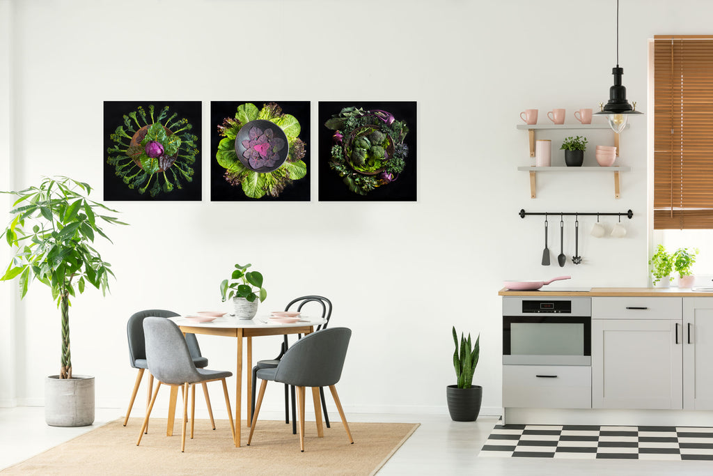 Mandala Fine Art Metal Print, Cabbage, Chard and Broccoli
