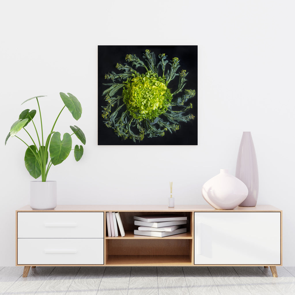 Mandala Fine Art Metal Print, Broccoli and Lettuce