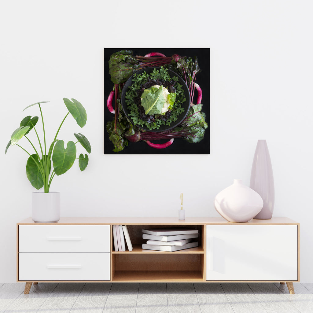 Mandala Fine Art Metal Print, Cauliflower, Radish and Beet