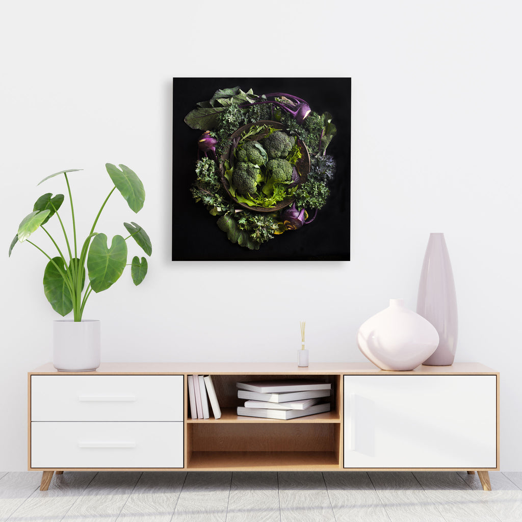Mandala Fine Art Metal Print, Broccoli and Kohlrabi