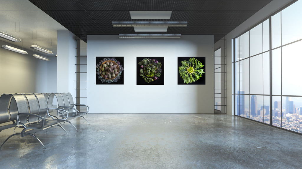 Mandala Fine Art Metal Print, Tomatoes, Raspberries, Blackberries and Lettuce